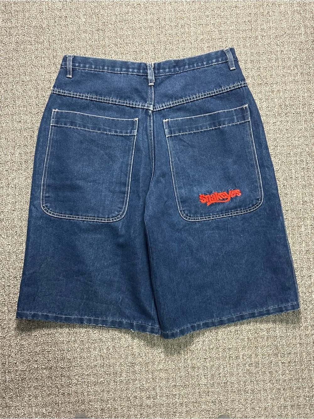 Vintage Snakeyes Baggy Embroidered Jean Shorts | $120